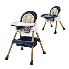 Baby High Chair Adjustable Feeding Chair with Storage Bag Cushion Double Tray Safety Belt Non-Slip Feet High Chairs for Babies and Toddlers from 6 Months to 6 Years