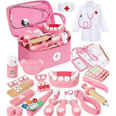 Ophy Children's Wooden Play Set, Doctor's Case for Children from 3, 4, 5 Years, Medical Toy with Real Stethoscope, Role Play, Children's Toy, EfficientGrip
