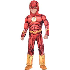 Amscan - Children's costume The Flash, jumpsuit with padded chest, mask, series, DC Super Heroes, theme party, carnival