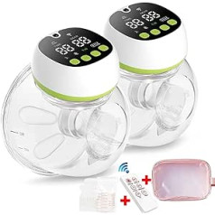 BESTEK Electric Breast Pump, Portable Breast Pump with 3 Modes, 9 Levels, USB Charging & Low Noise, Intelligent Remote Control, with 10 Pieces Milk Storage Bags, 2 x Breast Pads (2 Pieces)