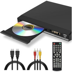 HD DVD Player with USB Port, HDMI Region Free DVD Player for Smart TV, HDMI/RCA Output Cable Included, Interrupt Point Storage, Built-in PAL/NTSC, CD Player for Home (Not Blu-ray)