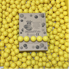 100 Balls, Organic Plastic Ball Pit Balls Made of Renewable Sugar Cane, Raw Materials, 6 cm Diameter, Nursery and Commercial Quality, Yellow