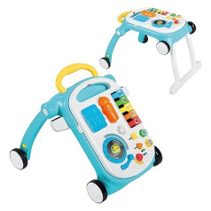 Baby Einstein, Muzikāls Mix 'N Roll 4-in-1 Baby Walker & Play galdiņš, Atklājiet mūziku, krāsas un dzīvniekus, Staigulītis ar spēļu staciju, Elektroniskā rotaļlieta, Bērni no 6 mēnešiem (1 iepakojums)