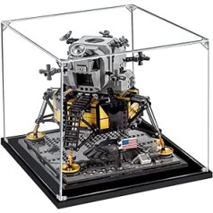 APRILA akrila displeja futrālis Lego 10266 veidotāju ekspertam NASA Apollo 11 Lunar Module putekļu necaurlaidīgs displeja futrālis Caurspīdīgs displeja futrāļa uzglabāšanas kaste modeļiem kolekcionējamiem priekšmetiem, 25 x 25 x 25 cm (displ