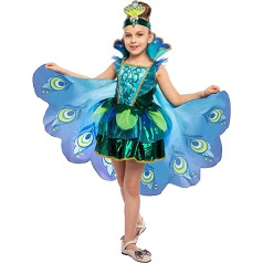 Spooktacular Creations Peacock Dress with Feather Wings and Headband for Girls Halloween Costume and Animal Costumes for Kids