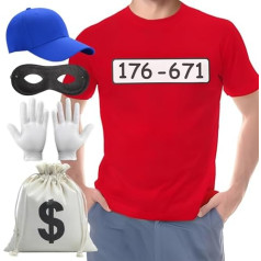 Metaparty Tank Cracker Costume Men's T-Shirt Bank Robber Fancy Dress Men's Bandits Gang Fancy Dress Robber Group Costume JGA Outfit for Carnival