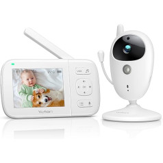 YOTON Baby Monitor with 310°/100° Rotating Camera, 4.3 Inch 3200 mAh Baby Monitor, 2-Way Audio, Vox, 8 Lullabies, Night Vision, Temperature Monitoring and Motion Detection, PTZ Baby Monitor