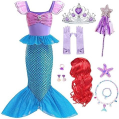 Tyidalin Princess Mermaid Costume Girls Ariel Dress Kids Halloween Carnival Party Birthday Fancy Dress