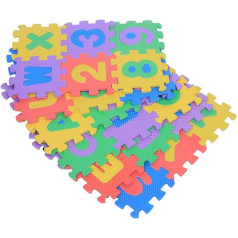 72 Pieces Numbers 0-9 and Letters A-Z Floor Square Mental Soft EVA Foam Mat Baby Toddler Kids Mat