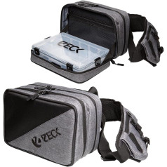 Zeck Sling Bag 5000 + 2 x Tackle Box WP M - mākslīgās ēsmas soma vobleriem un gumijas zivīm, makšķerēšanas soma mākslīgajai ēsmai, piederumu soma, pelēka