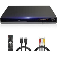 Kompakts HD DVD atskaņotājs bez koda televizoram HDMI AV izeja ar iekļautu kabeli 1080P DVD-CD atskaņotājs ar USB ieeju visos reģionos Bezmaksas kļūdu labošana Integrēta PAL NTSC sistēma