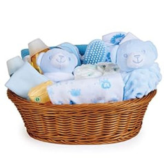 Baby Box Shop - Gift Basket For Baby In White, Blue and Pink blue