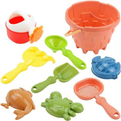 9-Piece Beach Toy Sand Toy Set for Children Sandpit Toy with Sand Shapes Shovel Beach Bucket Beach Outdoor Games for Children Boys Girls