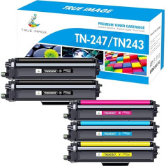 True Image Compatible TN-243CMYK TN247 as a replacement for toner Brother MFC L3750CDW TN-243 TN-247 TN243 MFC-L3750CDW DCP-L3550CDW MFC-L3770CDW HL-L3210CW HL-L3230CDW MFC-L3777777 10CW MFC-L3730CDN (5 Pack)