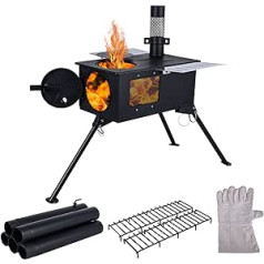 Goture Tent Stove Portable Wood Stove for Tents, Shelters and Camping, Includes Chimney Whistle, Camping Stove