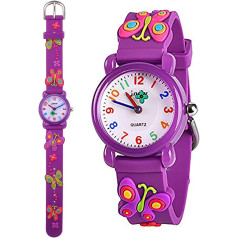 Anloo Girls Boys Small Kids Cute Watch Wrist Watch Time Teacher, Silicone Children's Watch 3D Cute Cartoon Waterproof Teaching Watch Gift for Kids Children Little Girls Boys