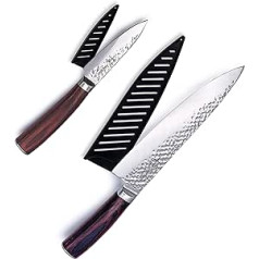 Hajegato Japanese Chef's Knife Set Professional 8 Inch Chef's Knife & 3.5 Inch Peeling Kitchen Set 7cr17 German Stainless Steel with High Carbon Content, 2-Piece Gift Set