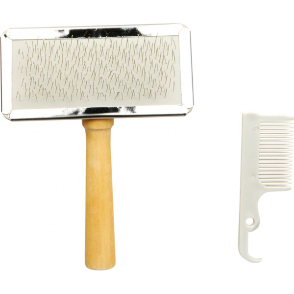 Trixie soft brush with comb (medium) - 9x13 cm