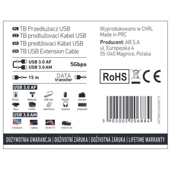 USB gen.3.2 konferences kabelis 15 m