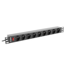 Lanberg PDU-09E-0300-BK plaukts (7 x ute; 16 A (3680 W); 3 m; melns)