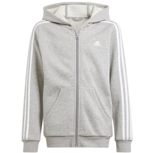 Adidas 3 Stripes FL Hoodie Jr ar pilnu rāvējslēdzēju IS3241 / 140 cm