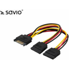 Savio Power cable SATA AK-17 | 18cm | 1x15 pin SATA (F) | 2x15 pin SATA (M)