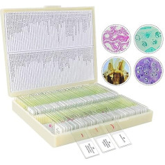 100P Microscope Slide with Biological Samples, Animals, Insects, Plants, Human Tissue, for Children, Students, Educational