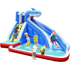 Costway Bouncy Castle Water Slide and Play Pool, Inflatable Water Play Centre with Slide, Water Park, Inflatable Paddling Pool, 390 x 305 x 240 cm