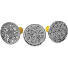 Nordic Ware 01265 Citrus Biscuit Stamp, Die-Cast Aluminium Baking Accessories, Decorated Biscuits with Citrus Pattern, High-Quality Stamp, Made in the USA, Colour: Silver, Aluminium, Grey/Yellow