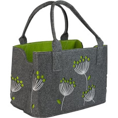 GILDE Felt Bag Dill Blossom, 41 cm, Shopping Bag/Wooden Bag/Beach Bag - Tear-Resistant and Carries a Lot of Weight - Safely Cushions Your Shopping and Has Plenty of Storage Space (Dark Grey), darkgray