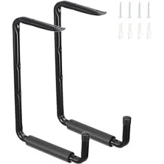 Wall Hooks, 34 x 24 cm Garage Ceiling Hooks, Ladder Hooks, Heavy Duty Storage Hanger Organiser for Kayaks, Ladders, Bicycles, Canoe, Folding Chairs, Mounting Hook Set with Padding for Protection, Load