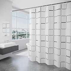 Misounda Polyester Shower Curtain (280 x 200 cm), Waterproof, Mildew Proof and Washable, with Shower Curtain Ring, Suitable for Bathroom, Kitchen, Changing Room