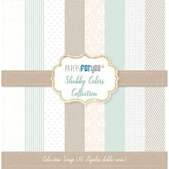 Papīri jums — Scrapbooking & Craft Paper Kit "Shabby Colors" kolekcija | Ietver 16 abpusējus papīrus ar dažādiem rakstiem | Izmērs 30,48 x 30,48 cm (12 x 12 collas)