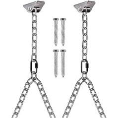BeneLabel Mounting Hanging Chair Hammock Hook Hanging Kits, 360 Degree Stainless Steel Ceiling Hook with Chain for Indoor Outdoor Playground Hammocks Punch Bags, 4 Screws, 450 kg Load Capacity, 2 m