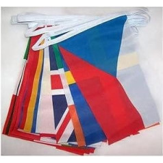 AZ FLAG FAHNENKETTE 28 LÄNDER DER EUROPÄISCHEN Union 8 Meter mit 28 flaggen 21x14cm- Europa 28 Nationen Girlande Flaggenkette 14 x 21 cm