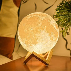 Balkwan Moon Lamp, Moon Lamp 3D Print Moon Lamp Aptumšojama USB uzlādes skārienspuldze bērniem un mīļotājiem dzimšanas dienas romantiska dāvana guļamistabai (7,1 collas)