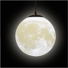 KRUIHAN 3D Print Moon Pendant Lights Ceilings, Creative Universe Planet Moon Ceiling Light, Night Lamp, Moon Lamp Ceiling, Ceiling Lamp Moon for Restaurant, Bar, Living Room, Children's Room, Bedroom,