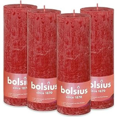 BOLSIUS - Rustic Light - Red - 19 cm - Pack of 4 - Valentine's Day