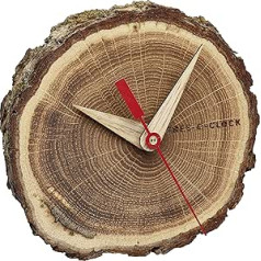 TFA Dostmann Analoge Tischuhr aus Eichenholz TREE-O-CLOCK, 60.1028.08, hochwertiges Uhrwerk, handgemacht, Unikat, natur, L 105 x B 54 x H 90 mm