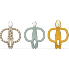 Matchstick Monkey Teething Ring Gift Set / Teething Aid / Gel Applicator for Sore Gums / BPA-Free / Easy to Grip / from 3 Months / Pack of 3 - Ludo Lion, Gigi Giraffe & Monkey Mint