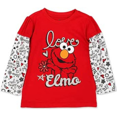 Sesame Street Elmo Girls krekls ar garām piedurknēm (zīdaiņiem/maziem bērniem)