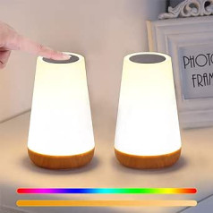 Bezgaismas aptumšojamas naktslampu komplekts ar 2 galda lampām Aptumšojams RGB Touch Smart Night Light Mood Light 13 krāsas un krāsu maiņa bērnu istabai Guļamistaba Dzīvojamā istaba Study utt.