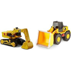 CatToysOfficial Caterpillar Excavator 33 cm with Light & Sound, Yellow; Black & CatToysOfficial Caterpillar Wheel Loader 25 cm Construction Vehicle with Light & Sound, Yellow; Black