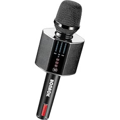 BONAOK karaoke mikrofons, pārnēsājama bezvadu Bluetooth karaoke mikrofonu sistēma ballītēm automašīnā mājās ārā, karaoke mašīna personālajam datoram/visiem viedtālruņiem G50 Black