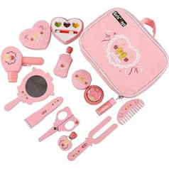 PAPABA Tun vor, dass Make -up -Set hölzerne Kinder haushaiefress Make -up -Spielzeugset Roman mit Tasche spielen