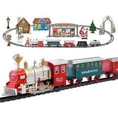 Christmas Workshop 81020 Deluxe-Weihnachtszugset / 330 CM Gleislänge / Realistische Geräusche und Licht / 26-teiliges Set / Batteriebetrieben