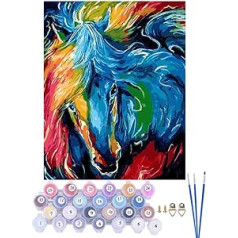 CaptainCrafts Paint by Numbers Adult Abstract Colourful Oil Painting Horse (Without Frame)