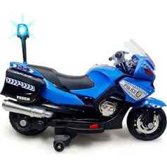 FEBER - Blue Police Motorbike for Children with 12 V Battery, with Light and Sound, Recommended from 3 Years (Famosa 800012891)