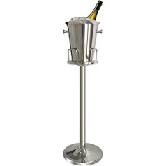 Ice Bucket with Stand 201 Stainless Steel Stand Ice Bucket Ice Bucket Cooler Chiller with Carry Handle for Wine Champagne Beer KTV Clubs Bar Parties, 5L (Color : Gold, Height : 90cm) (90cm, Silver)