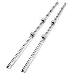 VEVOR Linear Guide Linear Rail 2 Pieces SBR20-1500 mm Carbon Steel Aluminium Guide Rail with 4 Pieces SBR20UU Slide Blocks Linear Bearing Block CNC Parts for 3D Printer Milling / Lathe Machine